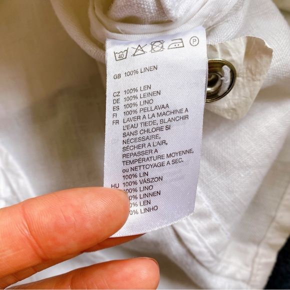 🐚 H&M WHITE LINEN BELTED BLAZER JACKET! - Picture 13 of 14